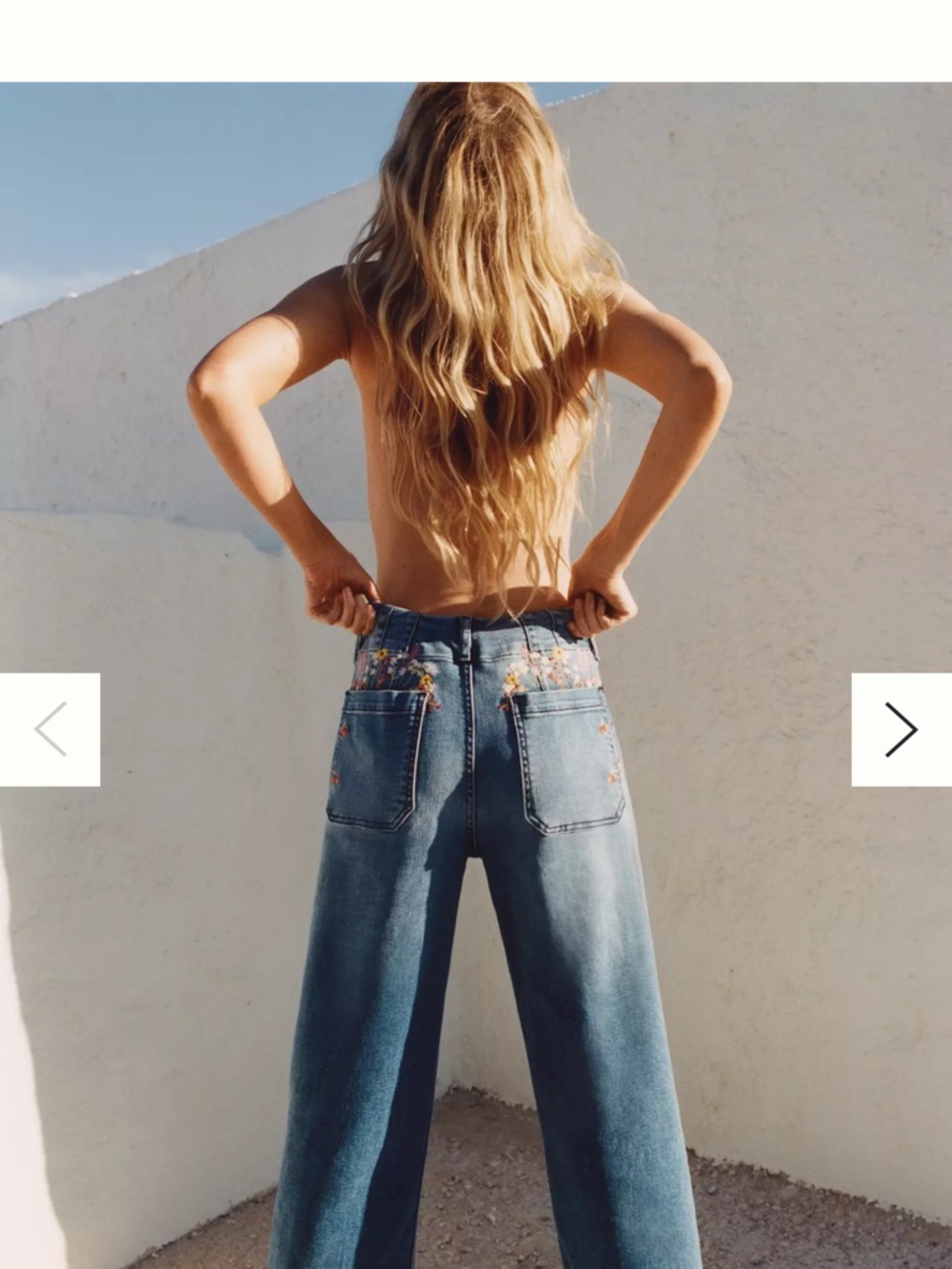 COLETTE FULL-LENGTH WIDE-LEG EMBROIDERED JEANS BY MAEVE